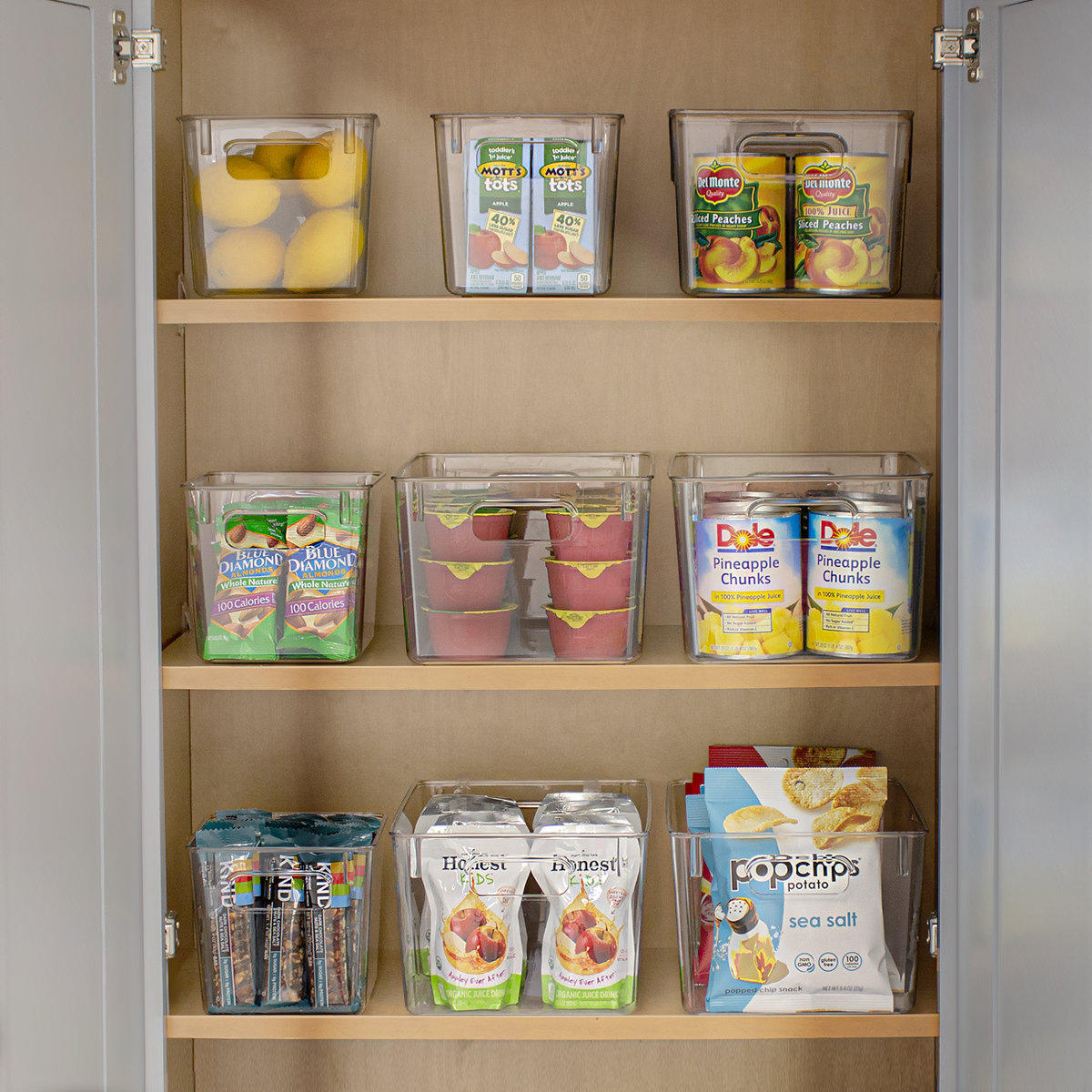 Sorbus Medium Clear Kitchen, Pantry, and Fridge Storage Bins with Handles (Set of 4)